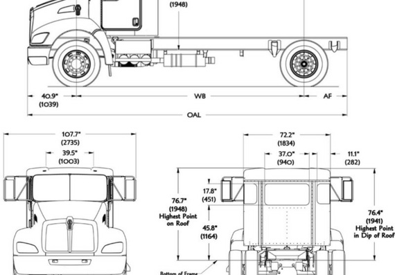 Kenworth T170 (2008) truck drawings (figures)